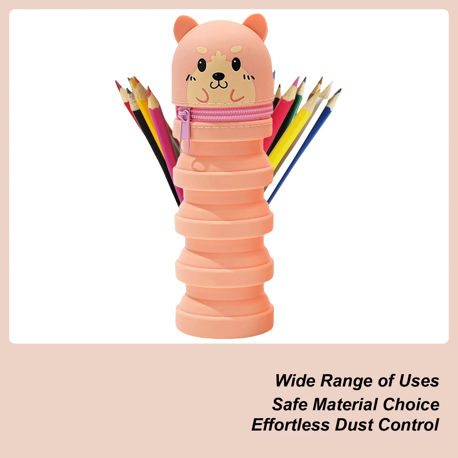 데스크 주최자 펜 홀더 텔레스코픽 연필 가방 펜 홀더 홈 기숙사 학교 교실을위한 개폐식 실리콘 스토리지 주최자