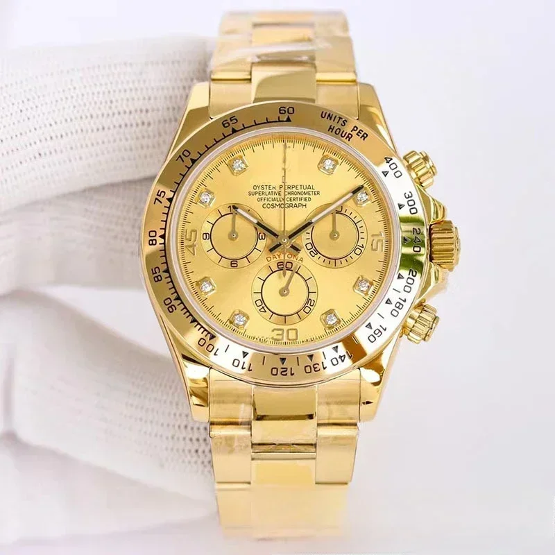 2025 Hot Gold Panda Daytona Series Fully Automatic Mechanical Movement Men’s Luxury and Noble Watch