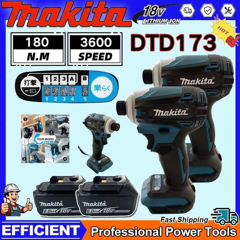 

Makita DTD173 180Nm Brushless Motor Electric Drill Wood/Bolt/T-Mode 1800rpm Cordless Impact Driver For Makita 18V