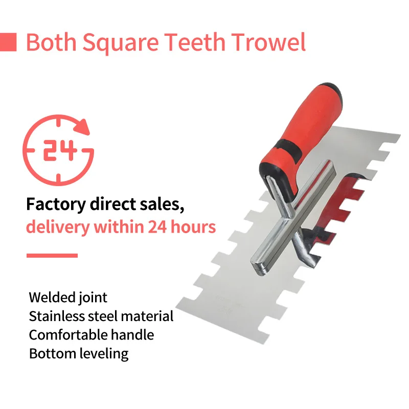 Imagem -03 - Espátula de Entalhe de Espátula de Construção de Dente Quadrado de 15 mm Cabo Confortável Fácil de Trabalhar Fácil de Usar Presente de Mason Aço Inoxidável