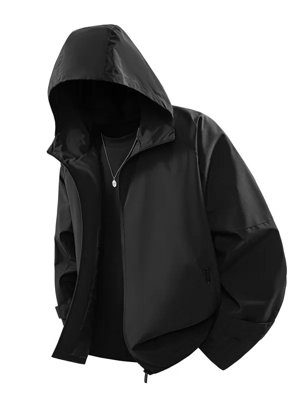 

Мужская демисезонная спортивная куртка American Color Blo: свободная, ветрозащитная, с капюшоном, в стиле колор-блок, для активного отдыха