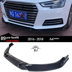 Carbon Fiber Printing Black Front Bumper Lip Spoiler 3PCS Set for Audi A4 B9 8W Pre-facelift 2016 - 2018 (Before Facelift)