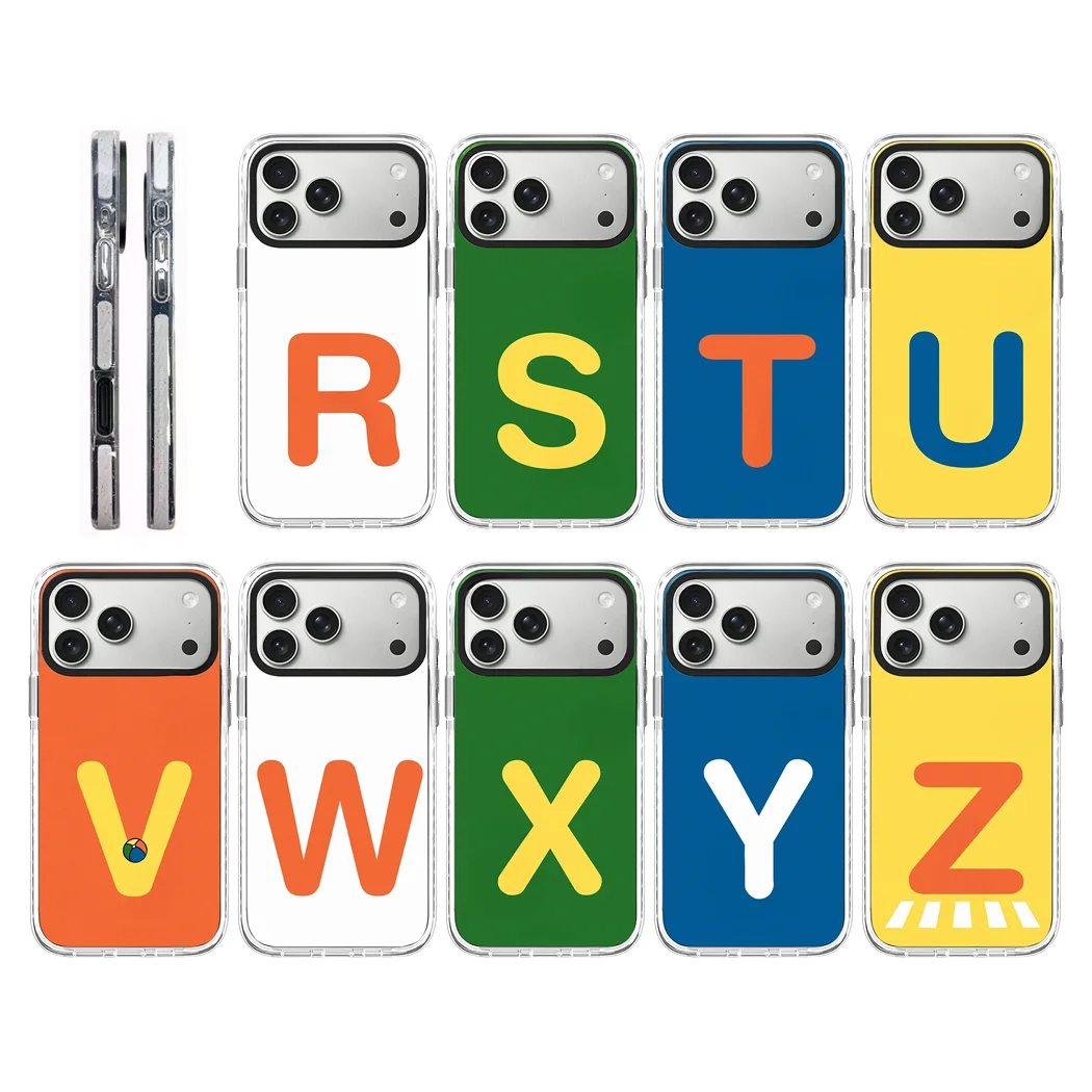 

Cartoon 26 Letters Acrylic White Border Phone Cover for IPhone 15 16 17 Pro Max Case for IPhone 17Air