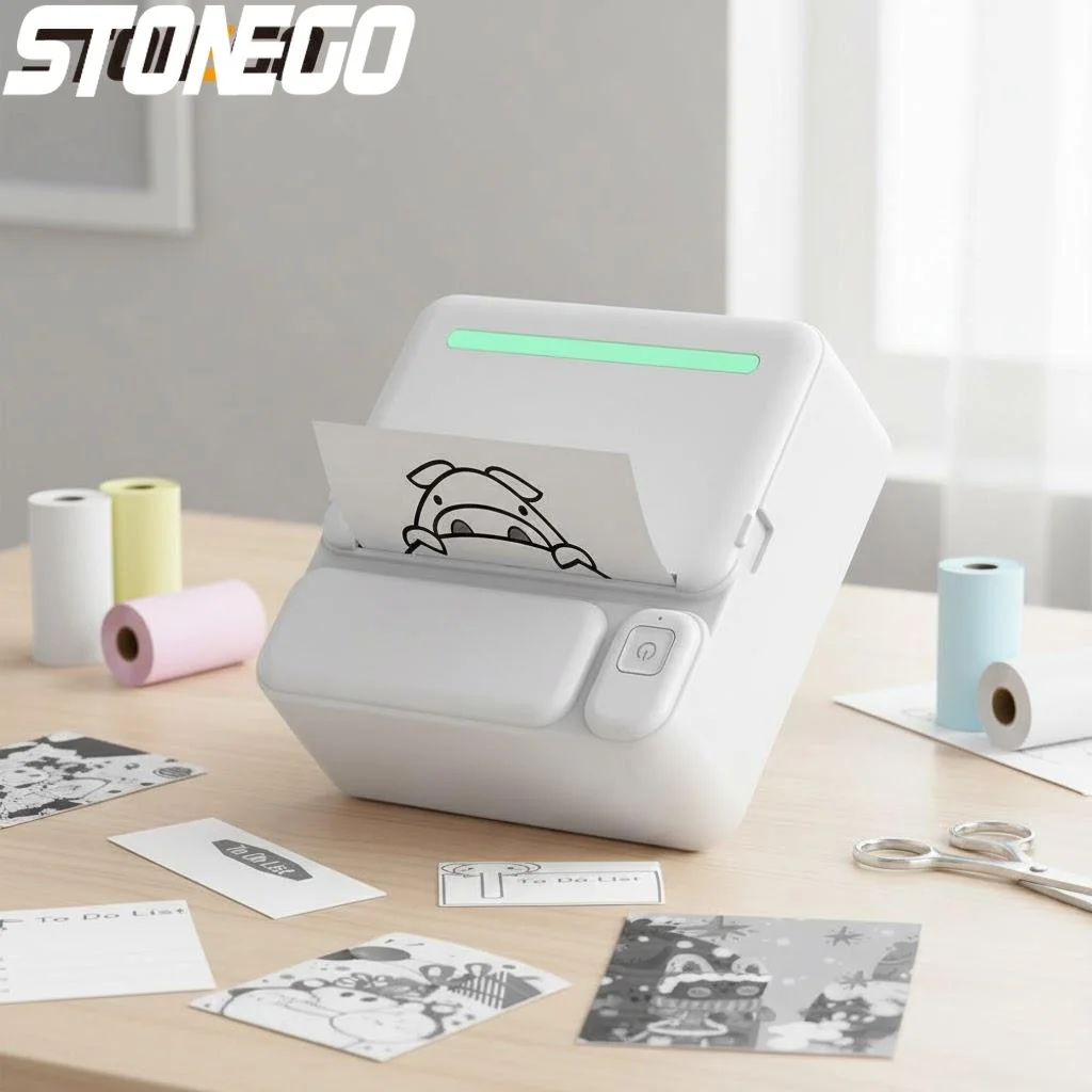 

Bluetooth Mini Sticker Printer Portable Thermal Printer Inkless for Photos Notes and Diaries with 5 Rolls Ideal for Study