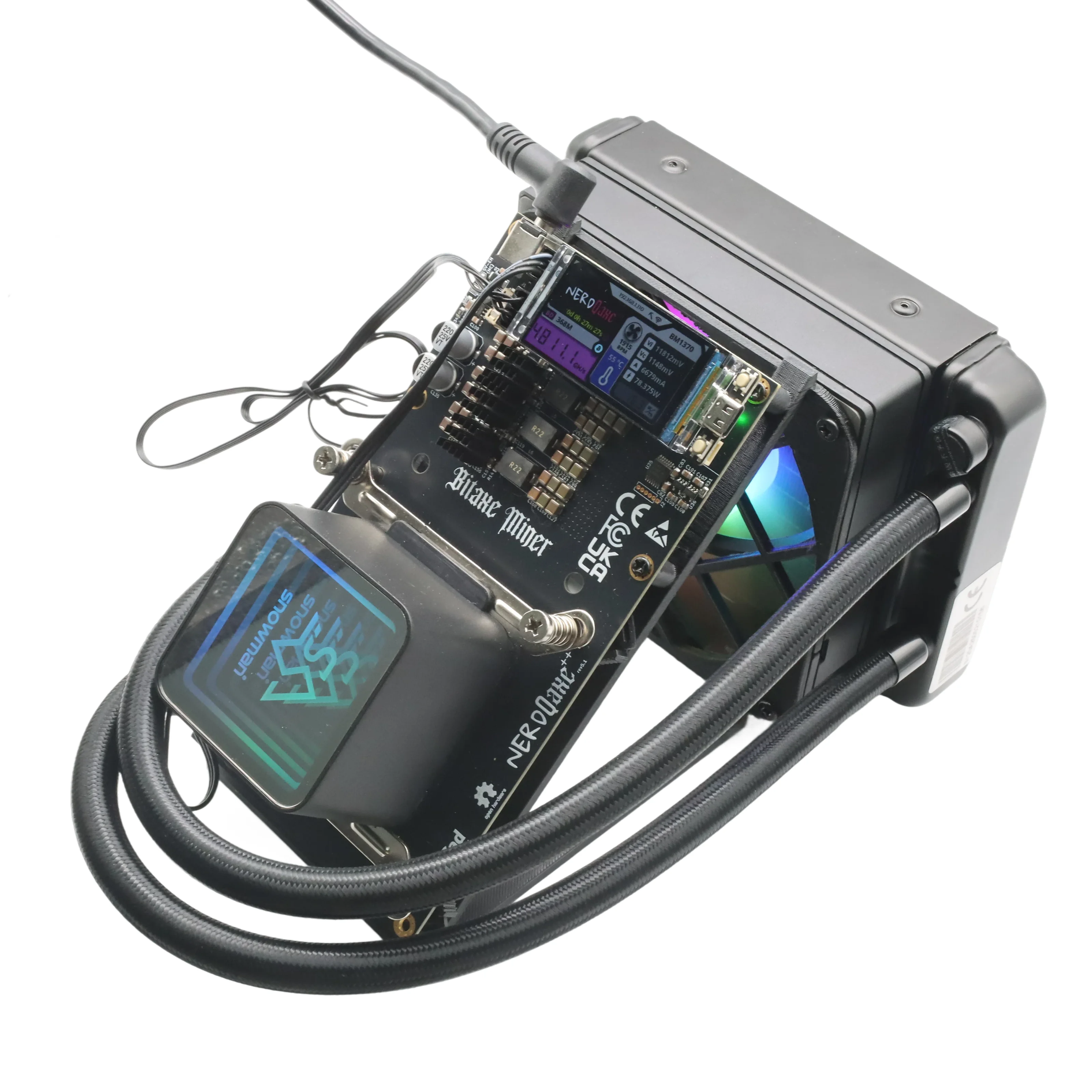 Nowy Bitaxe NerdQaxe++ Hydro 4.8TH/s 60W Wodno-chłodzony Koparka Bitcoin z 4*BM1370 ASIC Chipami 2.4G WiFi Krypto Maszyna do Kopania