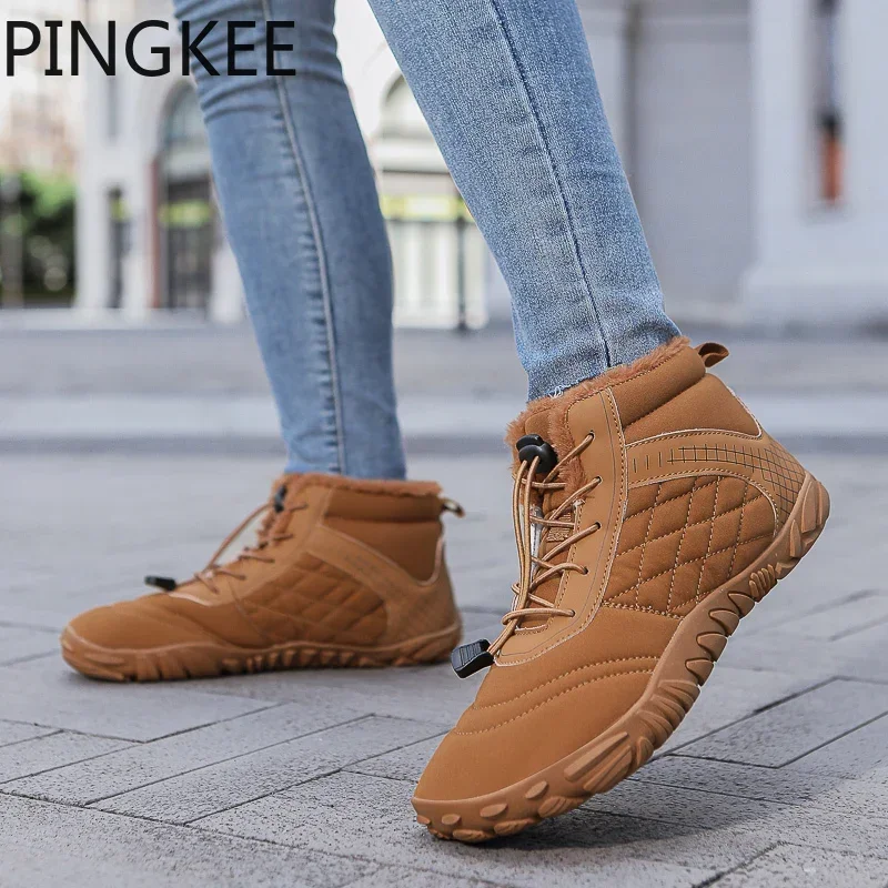 VENOCON PINGKEE Barefoot Wide ToeBox Shoes Men Women Winter Minimalist Sneakers Snow Hiking Boots Athletic Shoes Wide Feet