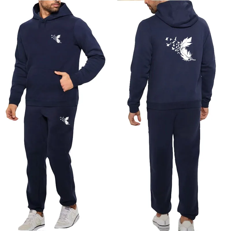 New silk men's set, fashionable autumn and spring sports suit, sports shirt, sports pants, men's clothing two-piece set