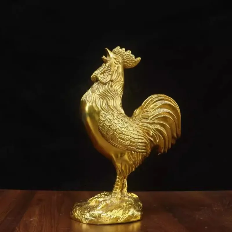 Brass Golden Rooster, a Symbol of Good Fortune, Home Decor, Desktop Ornament, Copper Rooster, Zodiac Animal, Auspicious Decorati