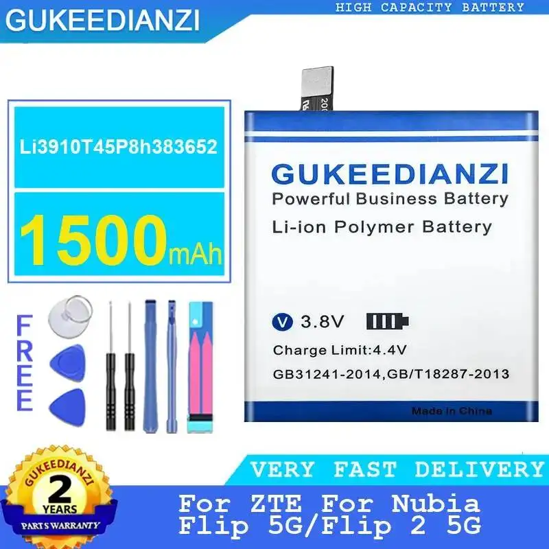 

Mobile Phone Battery 1500mAh For Zte For Nubia Flip 5G Flip 2 5G Reliable Power Supply Li3910T45P8h383652