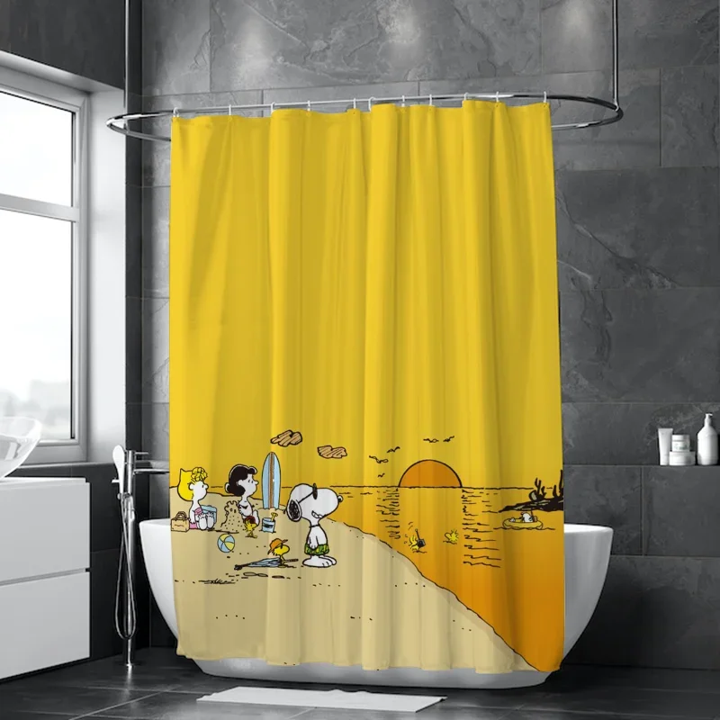 Snoopy Shower Curtains for Bathroom Accessories Sets Luxury European Curtain Folding Partition Bath Bedrooms Houses Rooms Quarto