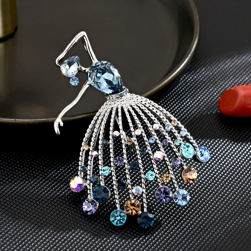 Französisch Ballett Mädchen Tanzen Broschen Für Frauen Elegante Temperament Kristall Strass Dame Brosche Pins Büro Party Schmuck Geschenk