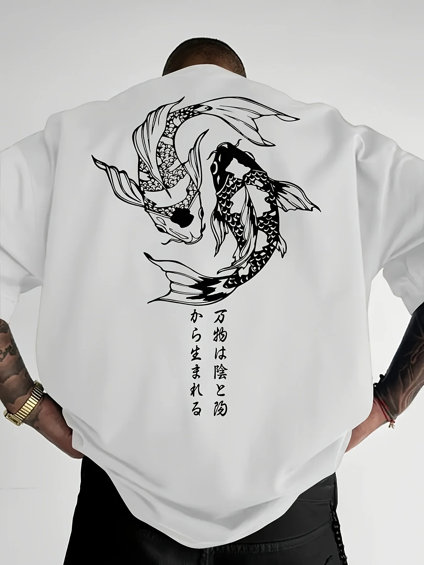 100% Cotton Men's Loose T-Shirt Breathable Casual Fashion French Bulldog Pattern Printed Short Sleeved Round Neck Top