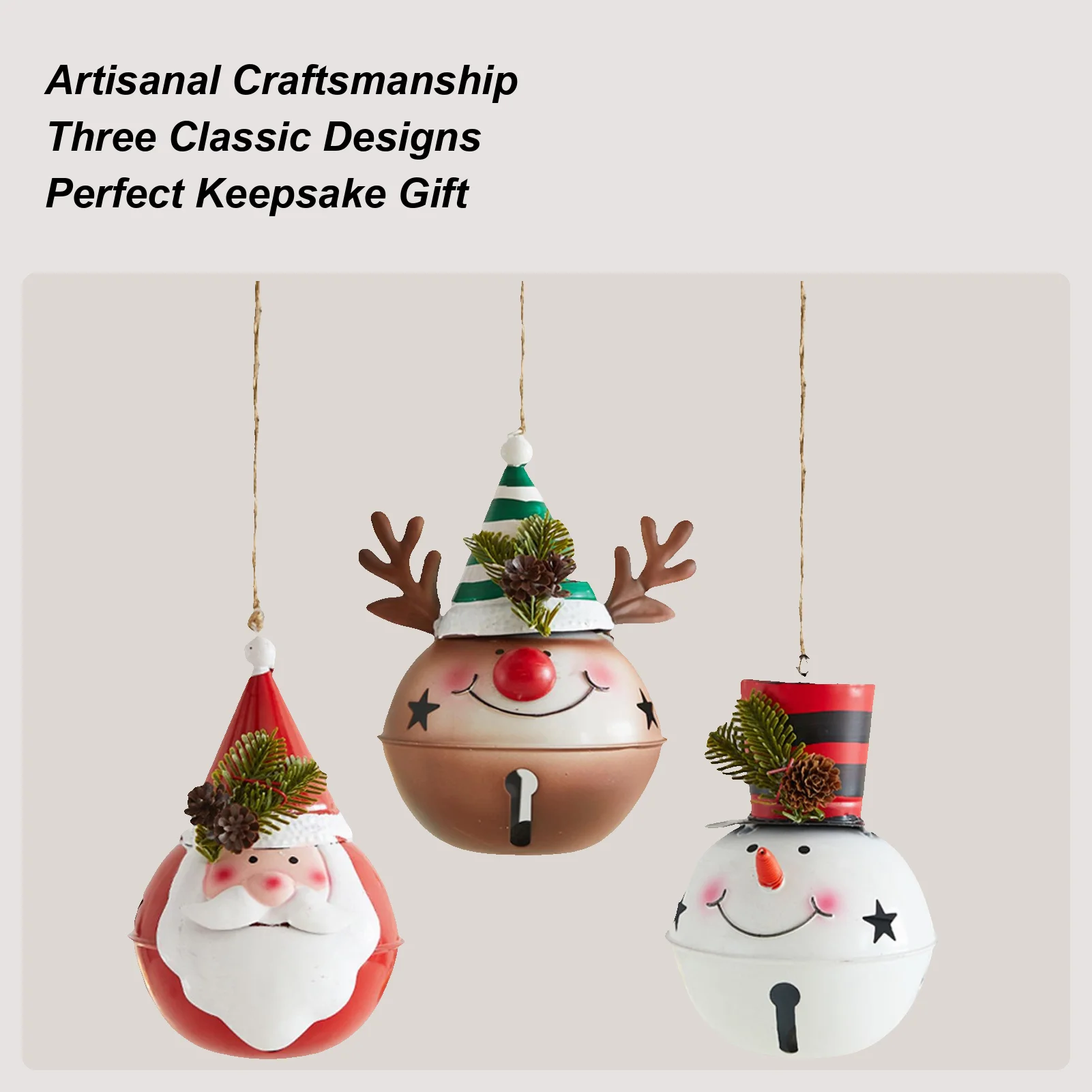 

3-Piece Christmas hanging decoration set Cute Santa Snowman Reindeer Christmas Ornaments for Window Door Branch Living Room