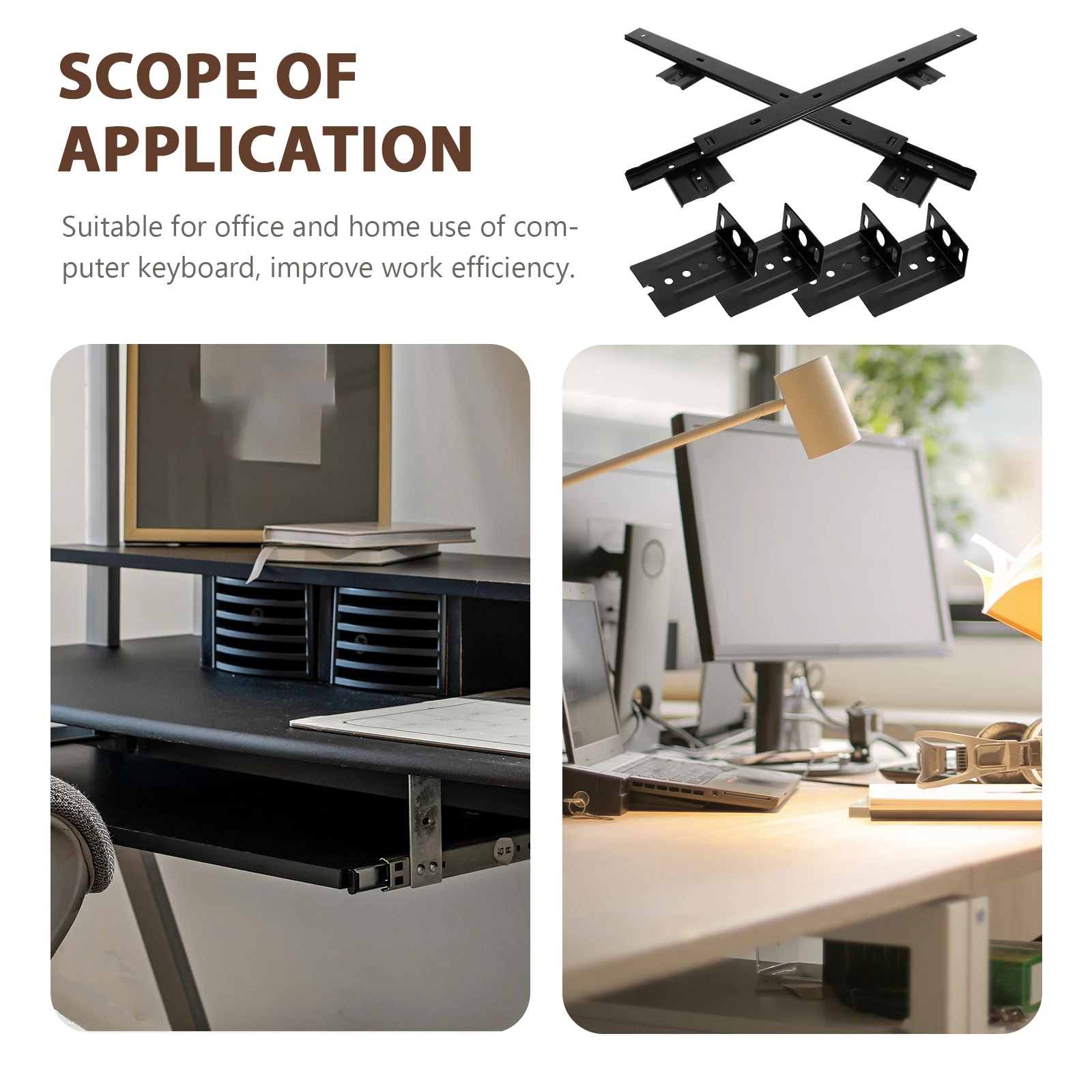 

1 Set Steel Keyboard Slides Full Extension Side Mount Track Rail For Desk Drawer Cabinet Garage Space Saving Durable Replacement