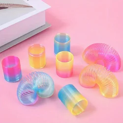 12/60PCS Rainbow Magic Springs Circle Toys Kids Birthday Party Favors Guests Giveaway Small Gifts Pinata Fillers Flexible Toy