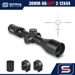 SPINA OPTICS-mira telescópica HD 2-12X44 IR, retícula grabada, retícula, reinicio de bloqueo, PCP, AR15, 308.556, etc