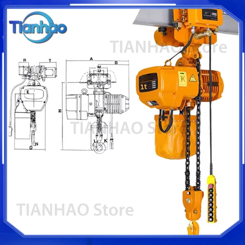 Electric Chain Hoist for 1 2 3 5 Ton Overhead Crane 380V Single or Double Chain Warehouse Lifting Traveling Hoist Customized