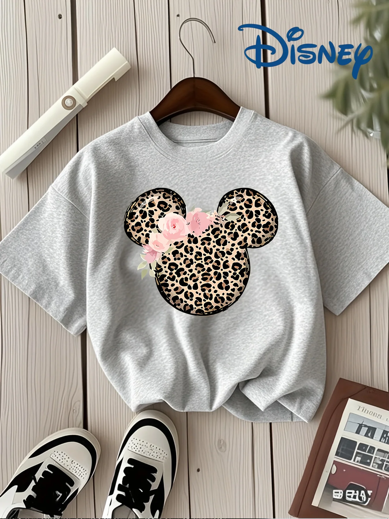 تي شيرت نسائي رسمي من Disney ميني ماوس مستوحى من آذان ميكي وفيونكة على طراز تي شيرت من القطن الخالص بلوزة فضفاضة ناعمة ومريحة #2
