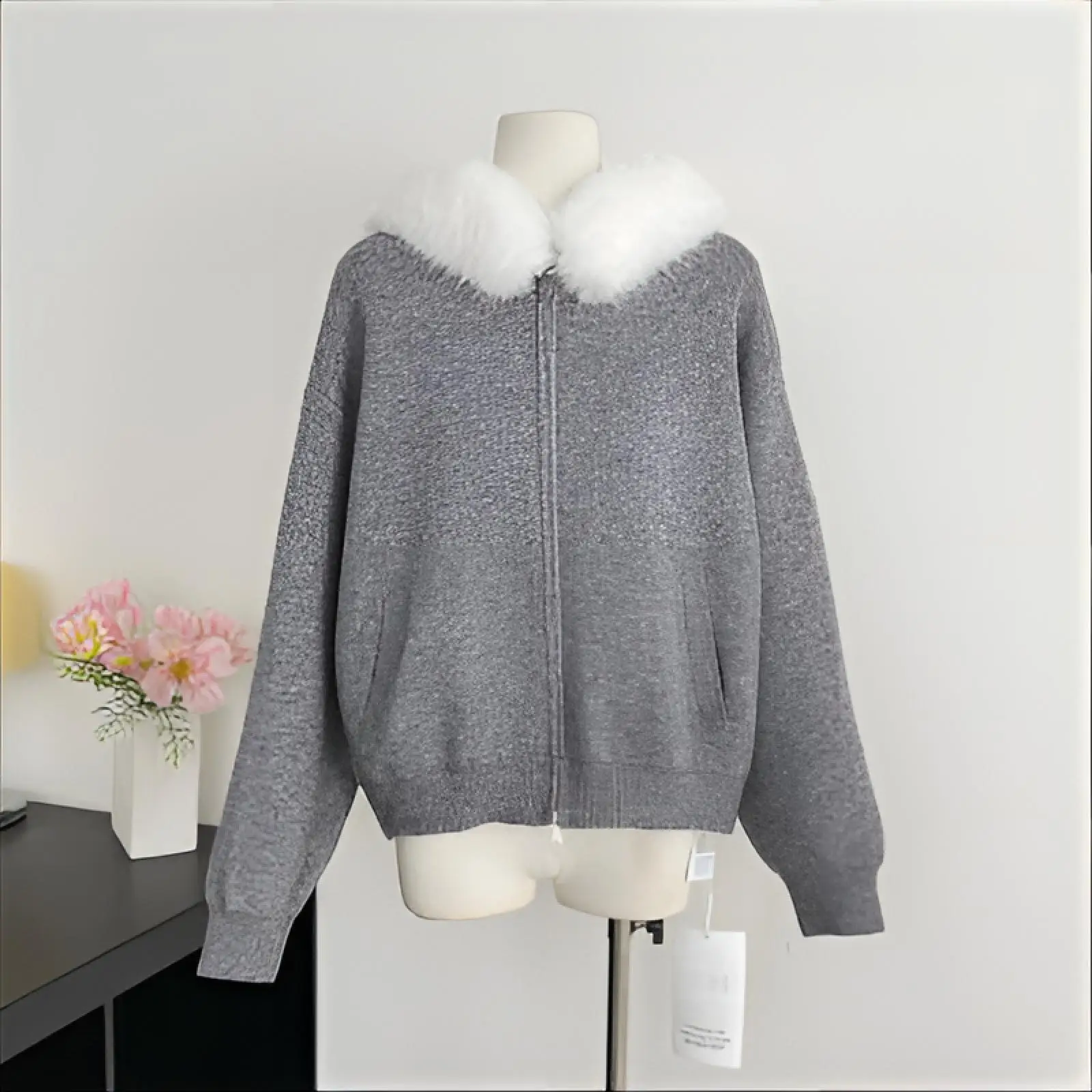 

Cardigans Vitage Sweaters Womens Fall Sewn Retro Knitting Thickened Diagonal Rhinestones Lining Polka-Dot Casual Fashionable Y2K