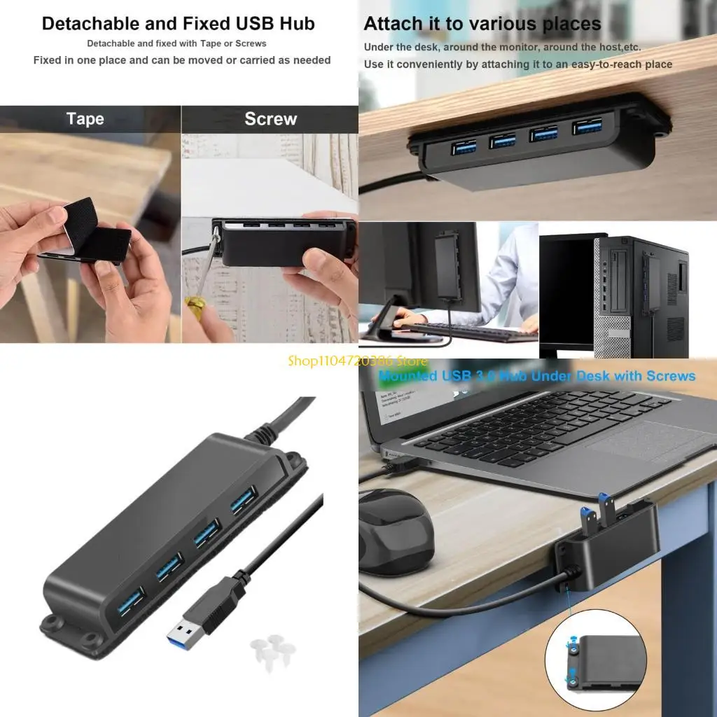 K0EA Modifiable 4 Port USB Divider 5Gbps Speed With Extended 3.3ft Connection