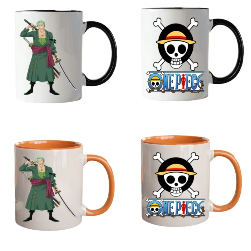 1pc Anime ONE PIECE Cartoon Roronoa Zoro Ceramic Mug Sanji Kawaii Ctue New Year Christmas gifts for friends and family