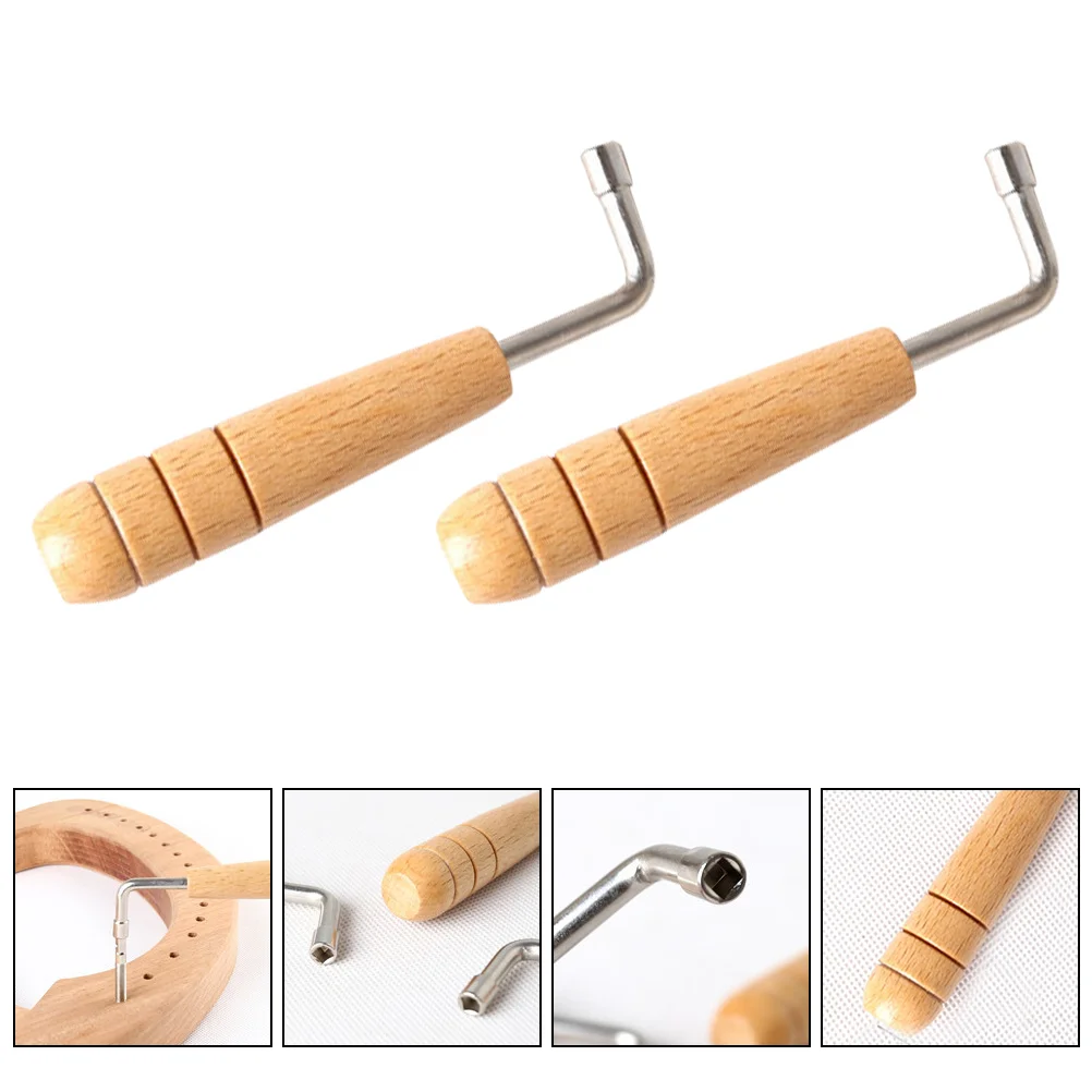 

2 Pcs Lyre Wrench Instrument Tone Tuning Accessory Harp Major Handheld Adjustment Professional Wood Music Small