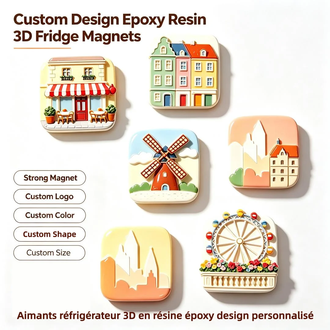 Custom Refrigerator Magnets Custom Decorative Design Epoxy Resin 3D Fridge Magnets Strong Magnetic 3D Stereo Magnetic Sticker