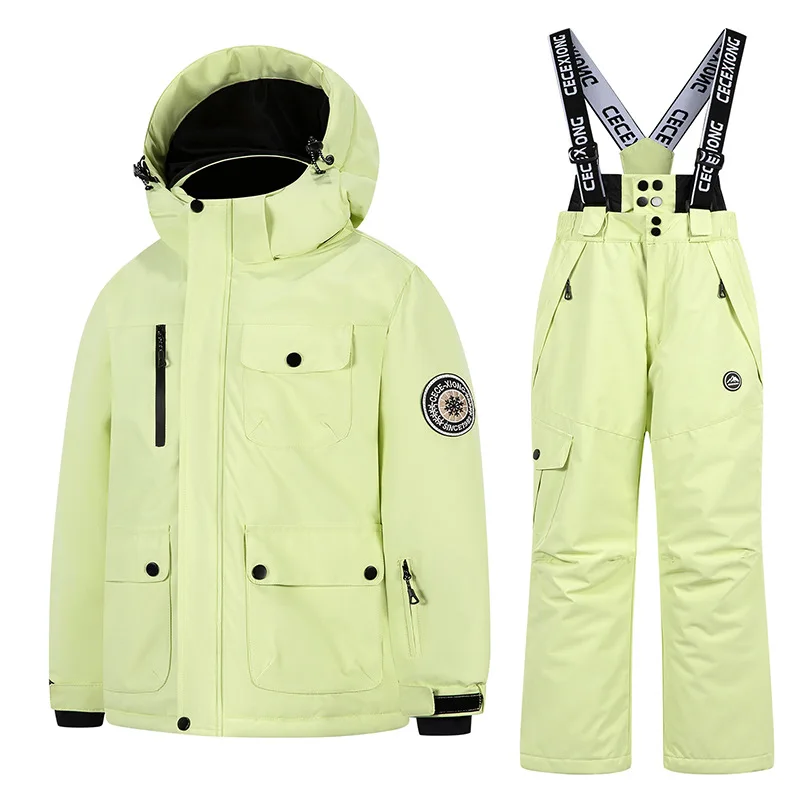 بدلة ثلج شتوية للأطفال - مجموعة ملابس سميكة للأطفال الأولاد والبنات مكونة من قطعتين بدلة ثلج للأطفال وسترة وسراويل #4