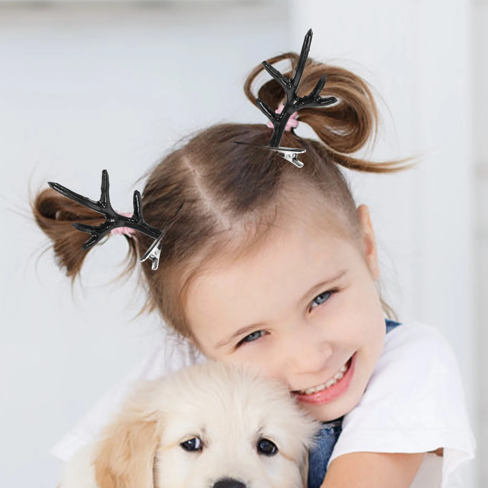 

2 Pairs Black Mini Deer Antlers for Headb DIY Hair Accessories Realistic Props Headdress Diy Accessories Cosplay Party