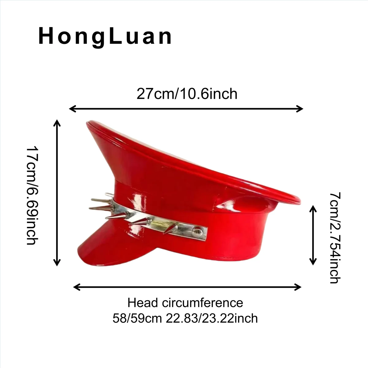 HongLuan  Laser Leather Captain Hat Rhinestone & Military Caps for Woman, Rave Festivals Accessories ＆ Party Cap Man Cosplay Fem