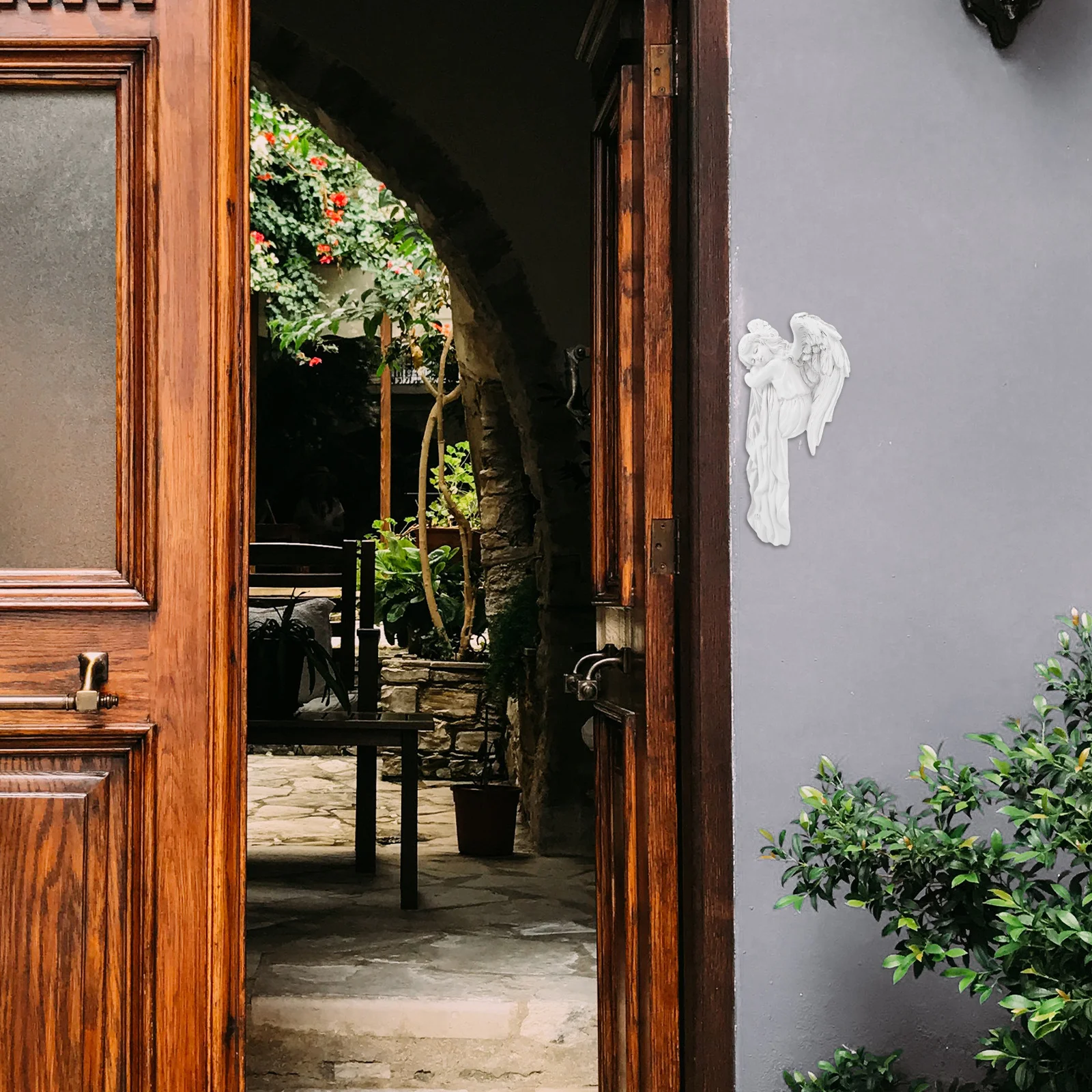 

1pc Door Frame Door Frame Angel Ornament Resin 3D Winged Guardian Statue For Home Corner Wall Decoration Indoor Angel Decor