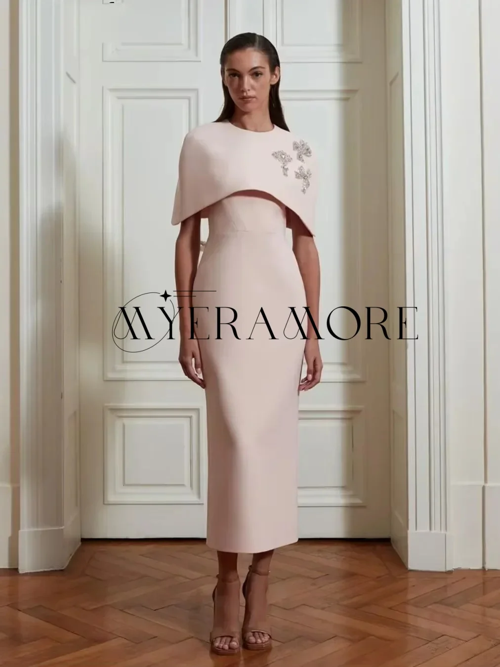 

Розовые вечерние платья русалки Короткие платья для выпускного вечера с шалью и бисером по индивидуальному заказу فساتين سهرة