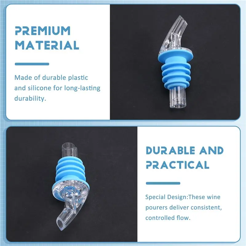 A98E-Universal Wide-Neck Pouring Spout Set Of 8, Pourers For Bars& Home Use, Essential Accessory For Bar Mixer Tools Mixing