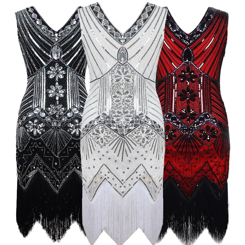1920s Women\'s Vintage Dress Dress Banquet Light Luxury Cocktail Party Sequins Tassel Evening Dress