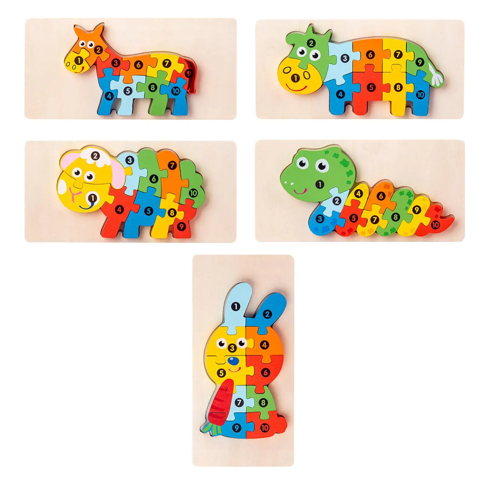 Puzzles De Animais De Madeira para Crianças, Aprendizagem Educacional Matching Board, Presente para Crianças, Montessori Puzzles