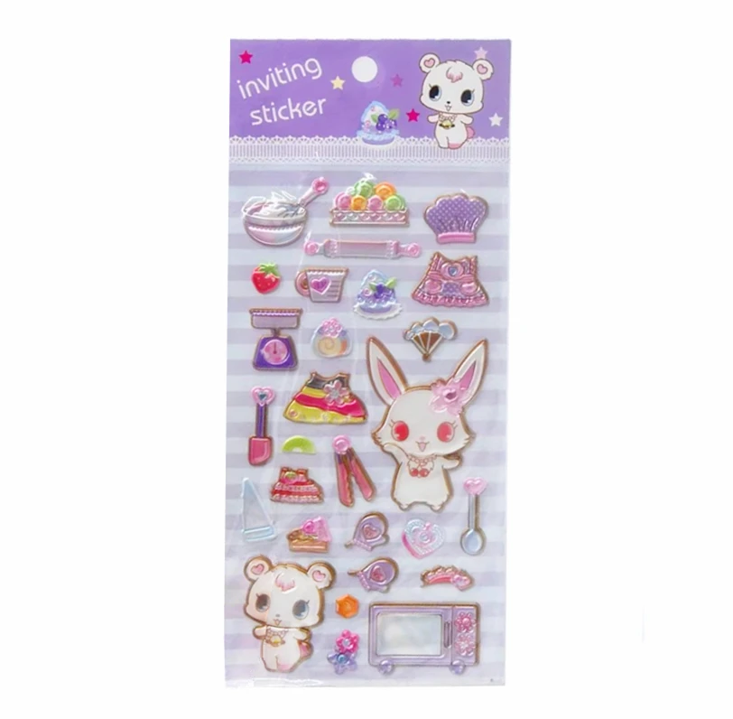 귀여운 보석 애완동물 스티커 시트 만화 애니메이션 카와이 스크랩북 스티커 북 데코 여행 케이스 노트북 스티커