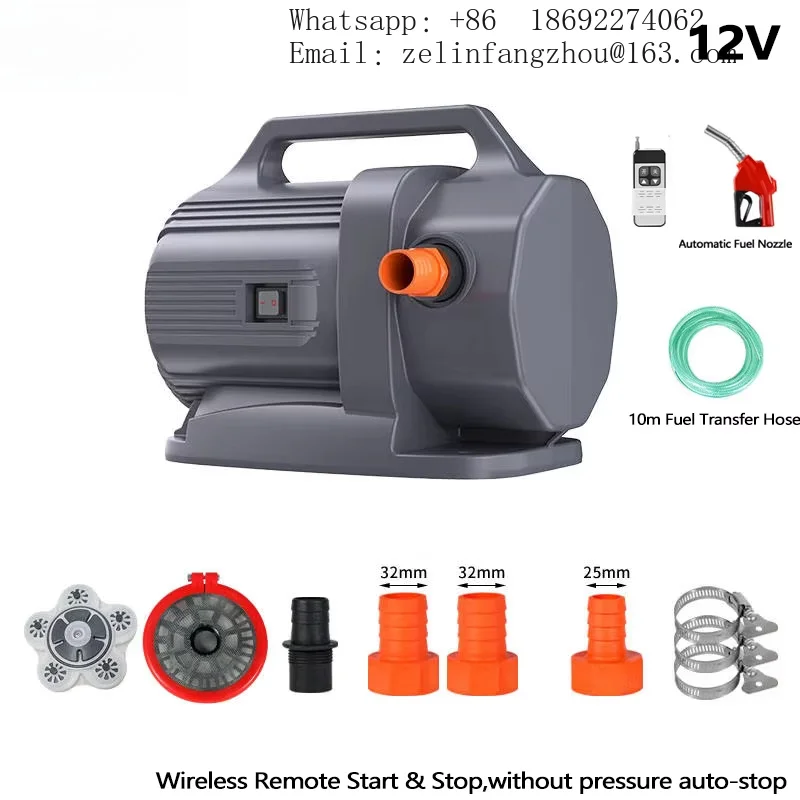 CAVITT Diaphragm Pump Wireless Remote Auto Shut Off Nozzle Self Priming 75L Min Low Pressure Farm Chemical Transfer OEM