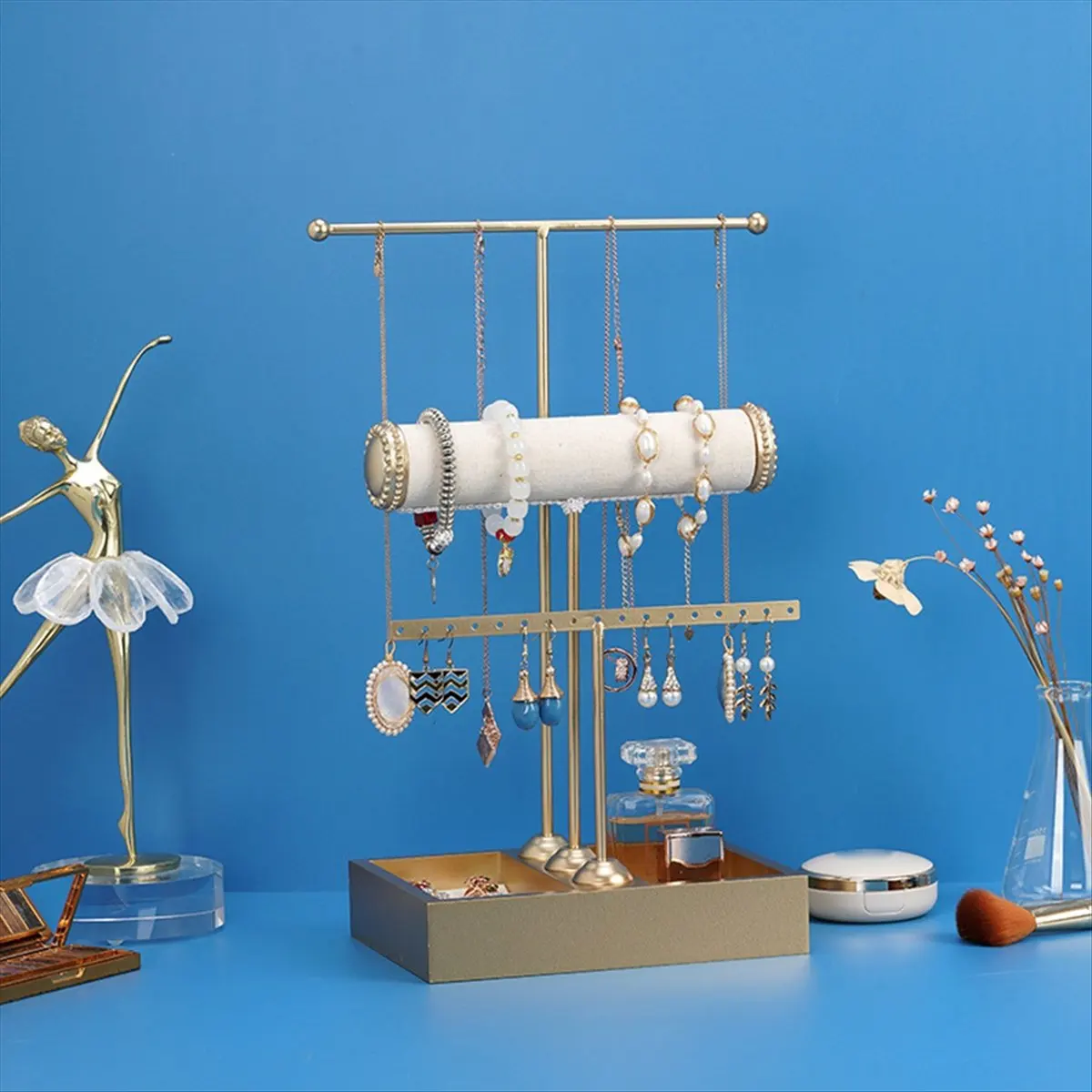 ABQR or 3 niveaux en forme de T porte-bijoux Bracelet porte-bijoux bijoux bague présentoir de bijoux boucle d'oreille stockage
