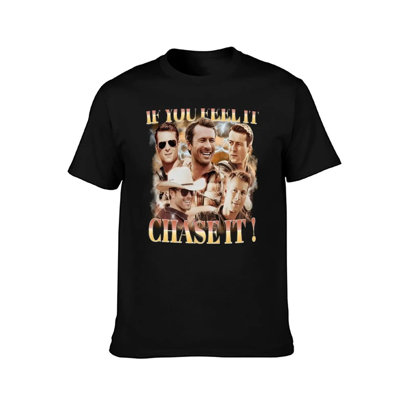 Glen Powell If You Feel It Chase It Retro T-Shirt Comfortable Daily Wear Tee T-Shirt