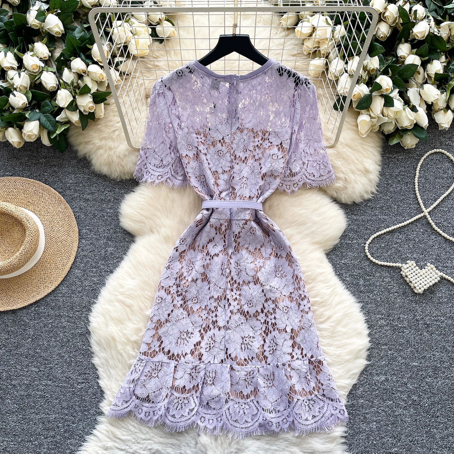 أنيقة خمر مثير الزنانير الدانتيل ضئيلة أنيقة الجنية الكورية أزياء بوهو فستان الشمس النساء الملابس