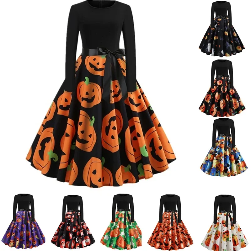 

Halloween cosplay costume props fancy pumpkin women dress long sleeve Princess Dress festival dress up party vintage robe