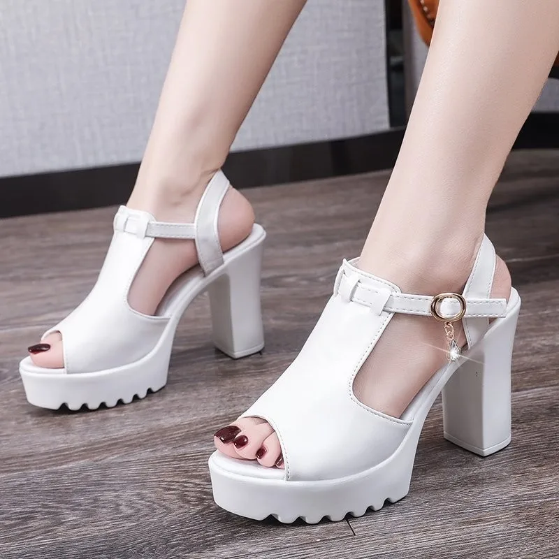 Hot Sale European Women Summer Shoes Slingbacks High Heels Sandals Platform Casual Shoes for Party 2024 New