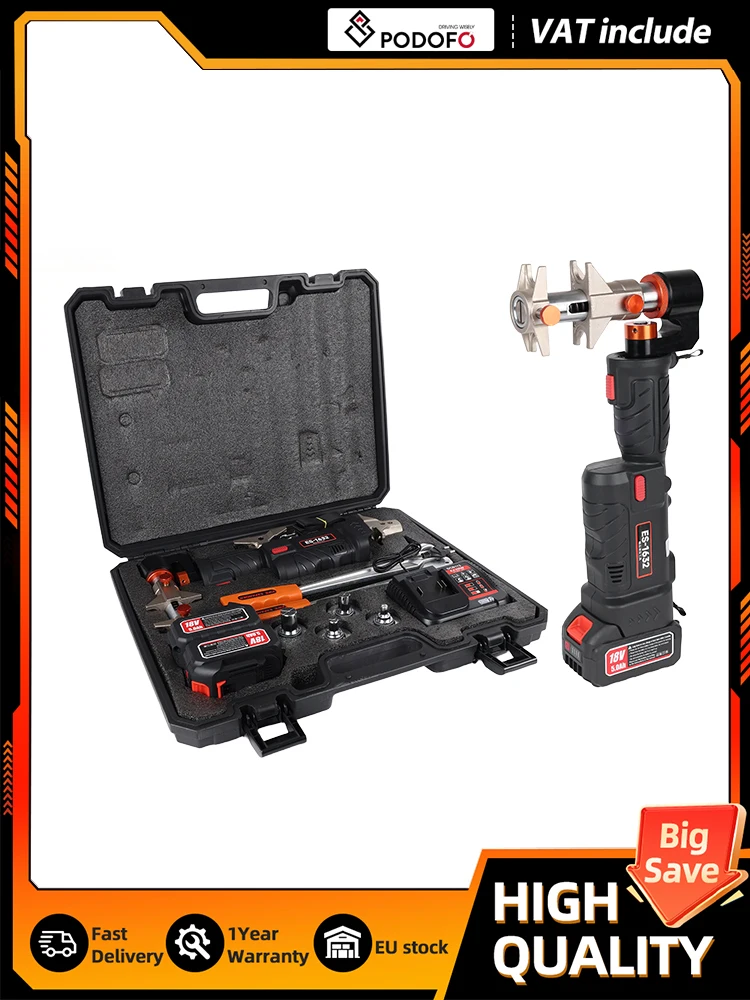 Podofo ES 1632 Elektrisches Hydraulisches Erweiterungspresswerkzeug 18V Lithium-betrieben 16-32MM PEX-Pressbereich 18KN Hochleistungswerkzeug für Wasserrohrinstallationen im Bauwesen