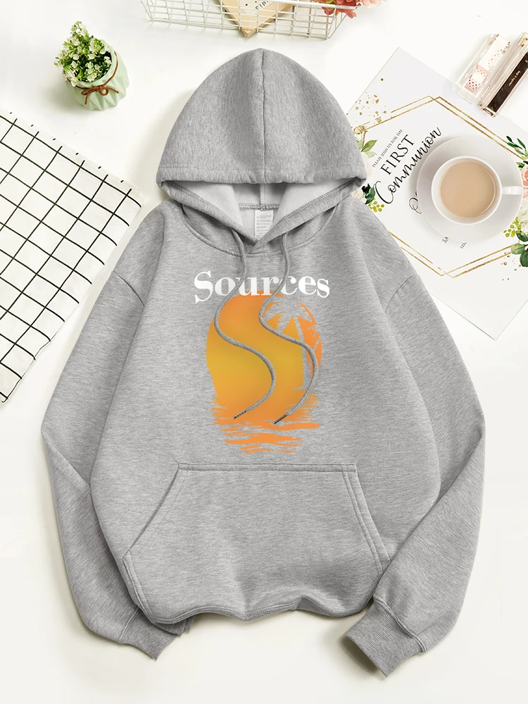 

Sunset On The Coast Of Hawaiiprinted Cotton Hoody Pocket Cotton Outerwear Fashion Hat Rope Tracksuit Simple Oversize Sweatshirts