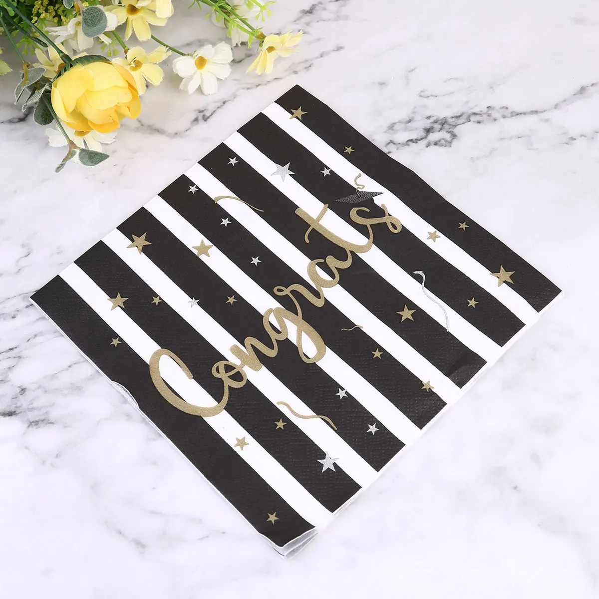 

60 Sheets Napkin Party Napkins Tissue Graduation Season Theme Printed Printing Supplies Black