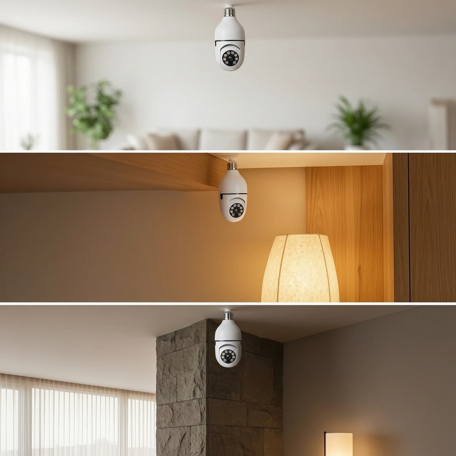 Light Bulb Security Camera Motion Detection Light Bulb Camera Smart Distant Viewing Viewing for Renters, Indoor Surveillance