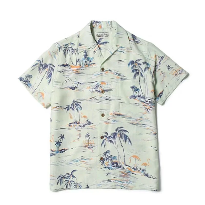 Island Scenery WACKO MARIA Hawaii Short Sleeve Shirt Best Quality Summer Brand Mens Womens Shirts Tops