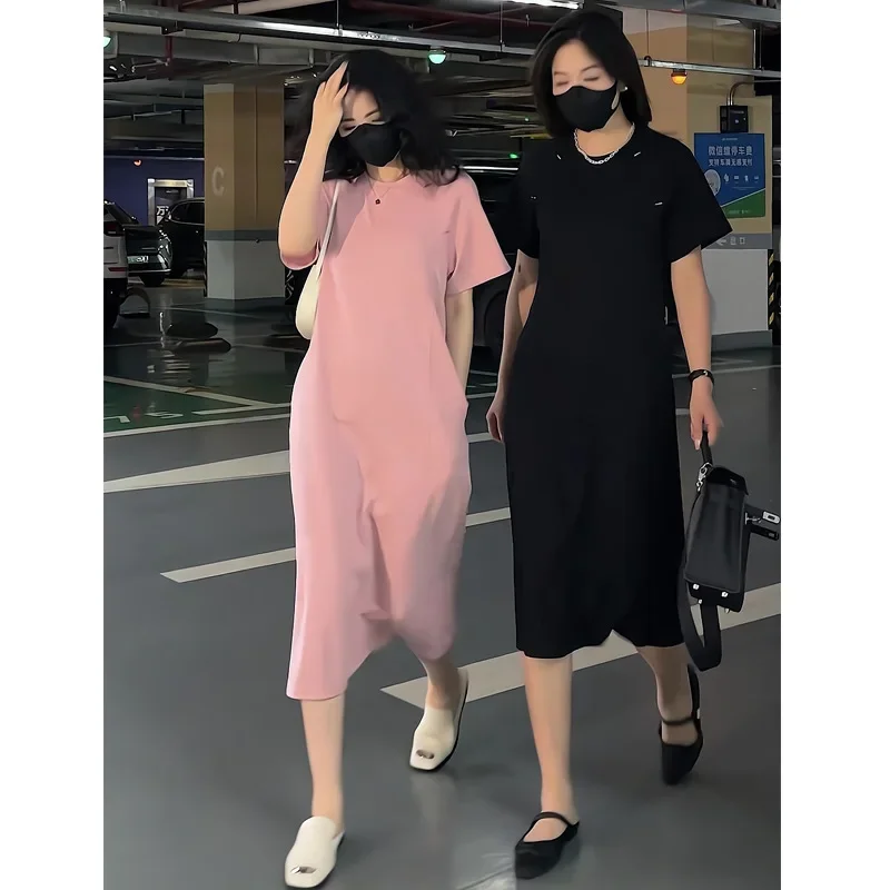 

Summer New Simple, Fashionable, Versatile, Casual, Loose Short Sleeve, Round Neck Knitted Dress