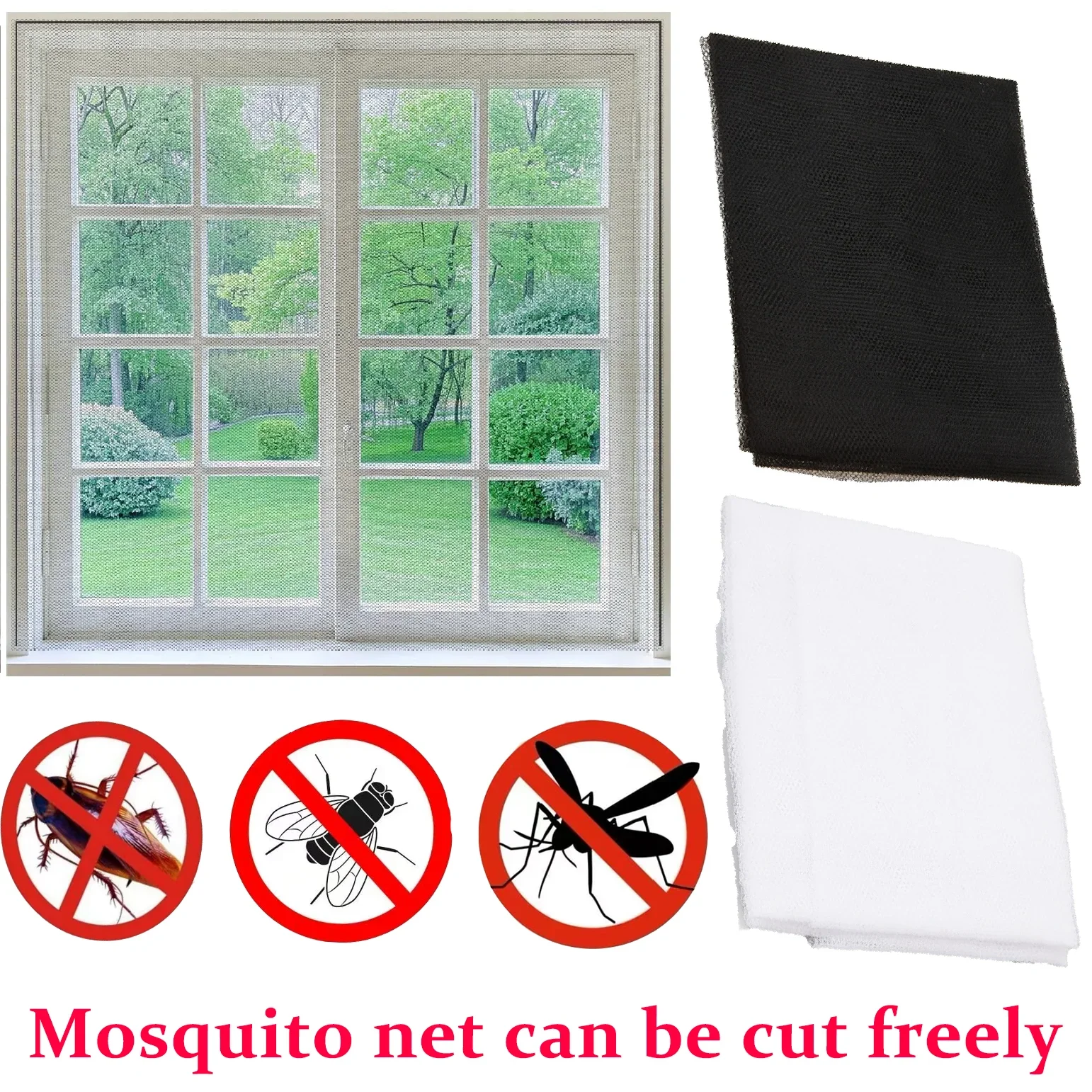 Anti Mosquito Net Multi Functional Durable Window Screen Net Trimmable Size Window Mesh for Indoor Outdoor Anti Mosquito Flies