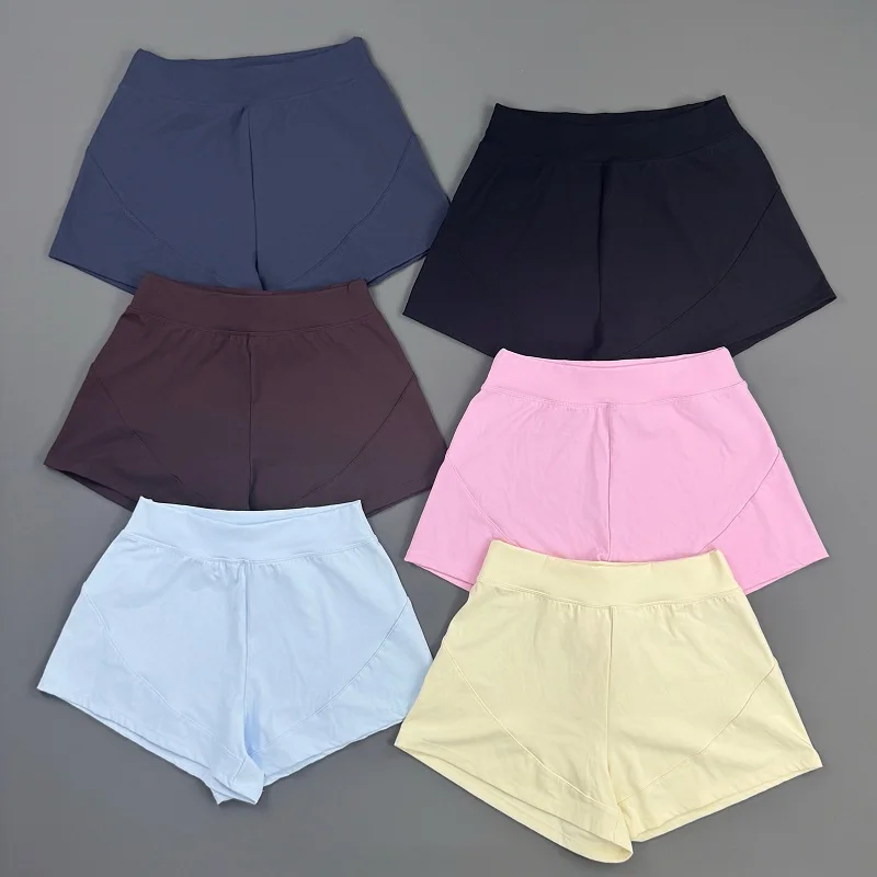 Sports Shorts Women High Waist Elastic Wide Waistband Athletic Shorts Loose Anti‑Chafe Workout Gym Jogging Fitness Short Pants